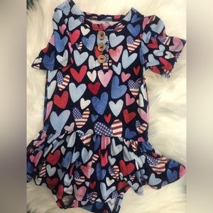 GUC 12-18 months Posh Peanut Liberty Twirl Valentine Patriotic Romper
